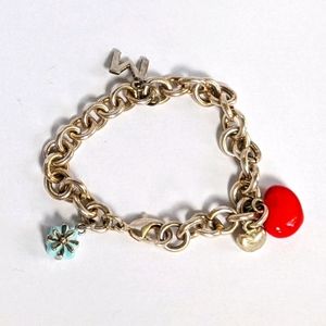 Betsey Johnson Charm Silver Chain Bracelet